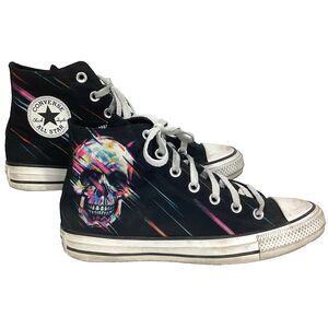 Converse CTAS Men's 6/Women's 8 Black Colorful Skull High Tops A07265F